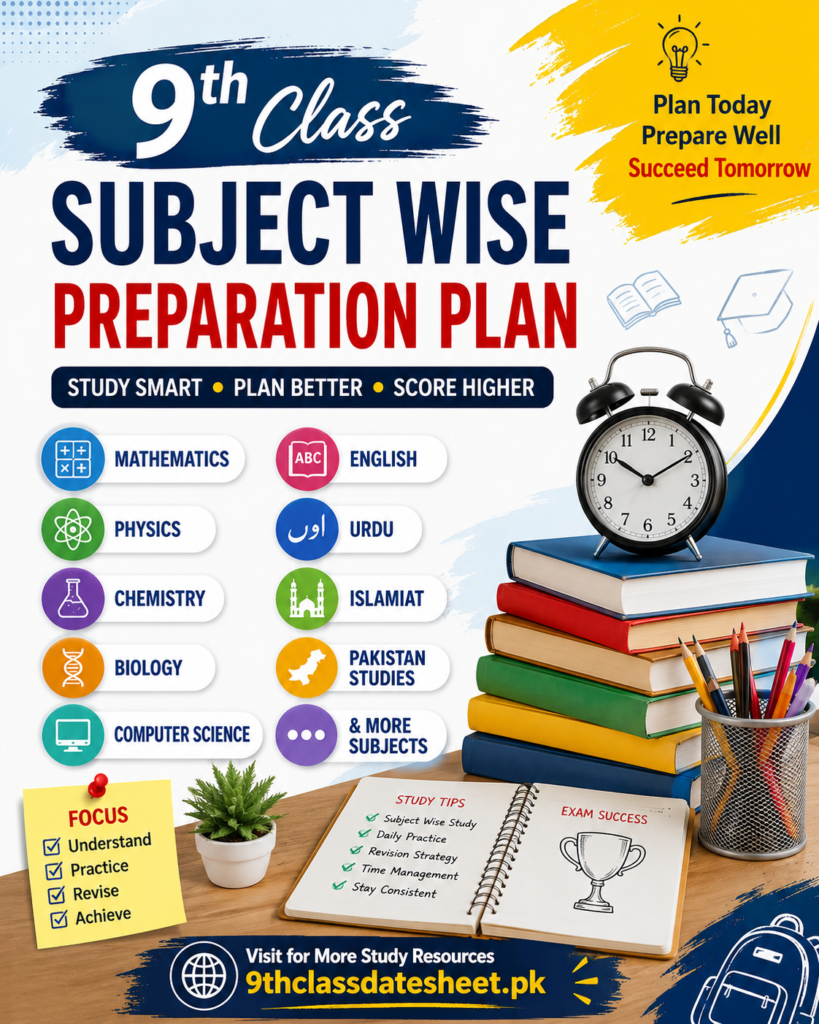 9th Class Subject Wise Preparation Plan