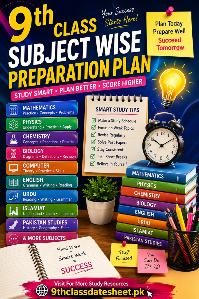 9th Class Subject Wise Preparation Plan