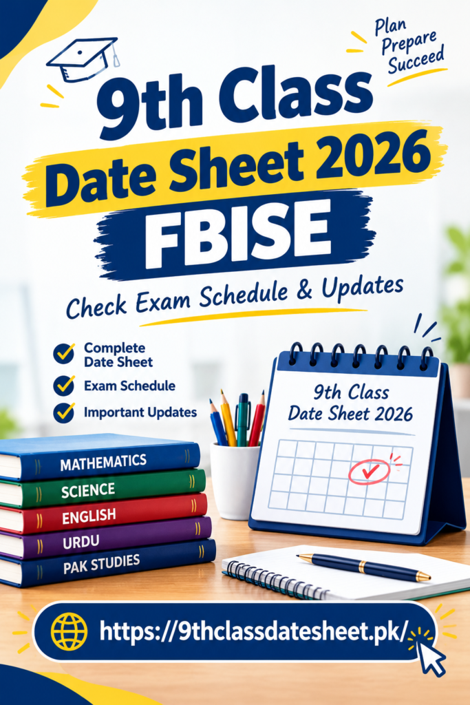 9th Class Date Sheet 2026 Fbise