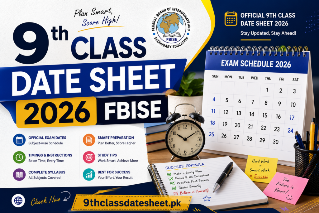 9th Class Date Sheet 2026 FBISE