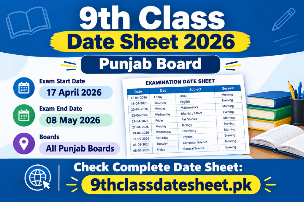 9th Class Date Sheet 2026 Punjab Board