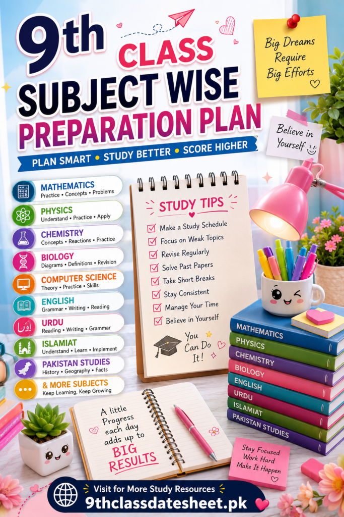 9th Class Subject Wise Preparation Plan