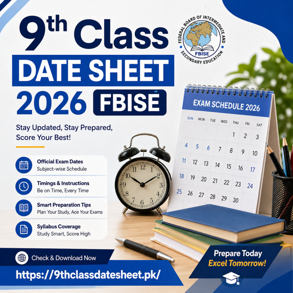 9th Class Date Sheet 2026 FBISE