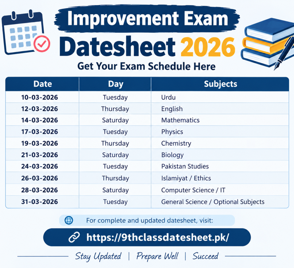 Improvement Exam Date Sheet 2026